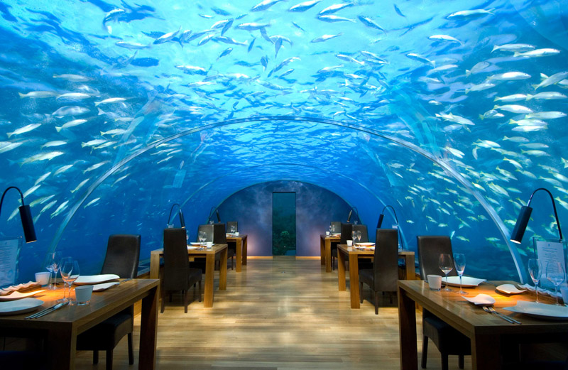 hotel submarino con techo de cristal toalmente transparente