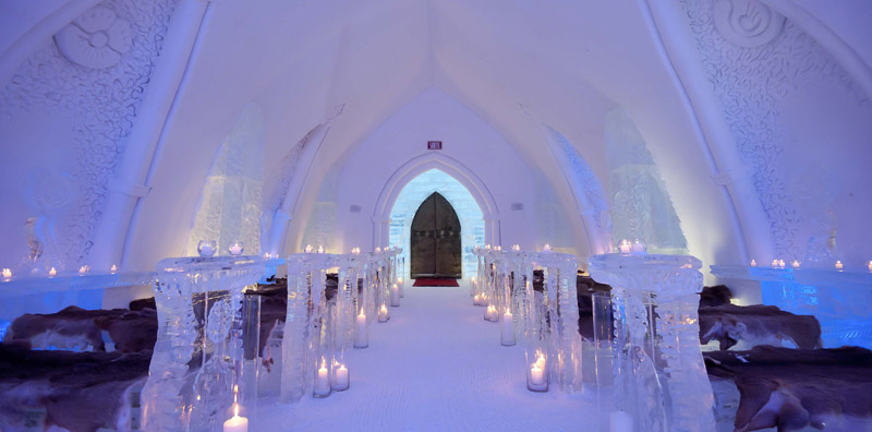 Hotel de Glace en Canadá, construido totalmente de hielo y nieve