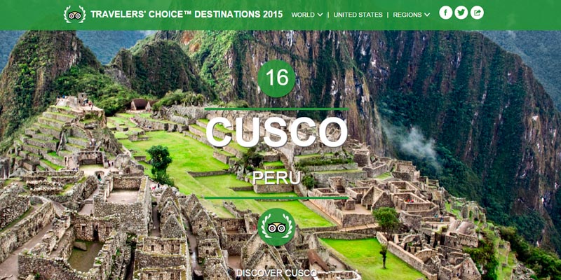 Cusco entre lo mejores 25 destinos del Mundo para este 2015 según TripAdvisor