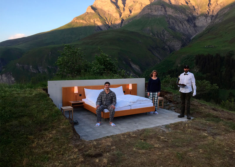 Null Stern Hotel el hotel sin techo ni paredes en los alpes suizos